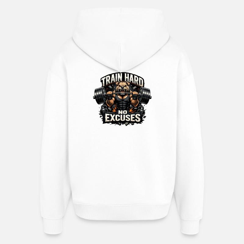 Entraînez-vous dur Sans excuses - Sweat à capuche unisexe Stanley/Stella Oversized - blanc