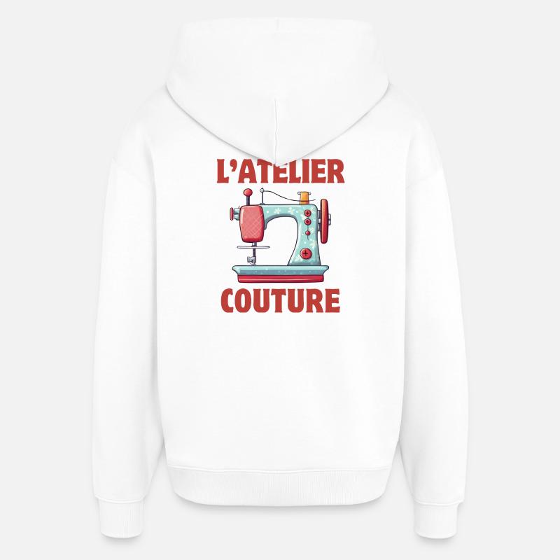 couture, atelier couture, broderie - Sweat à capuche unisexe Stanley/Stella Oversized - blanc