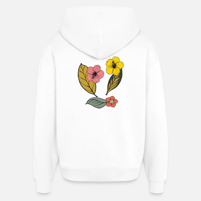 Floral d’automne, Hibiscus - Sweat à capuche unisexe Stanley/Stella Oversized - blanc