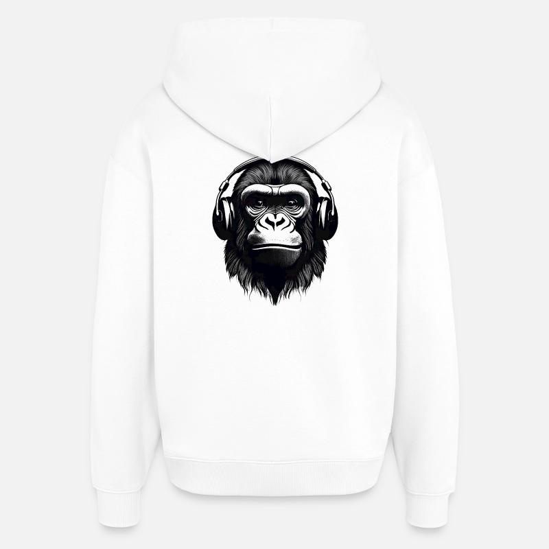 gorille, primate, singe - Sweat à capuche unisexe Stanley/Stella Oversized - blanc
