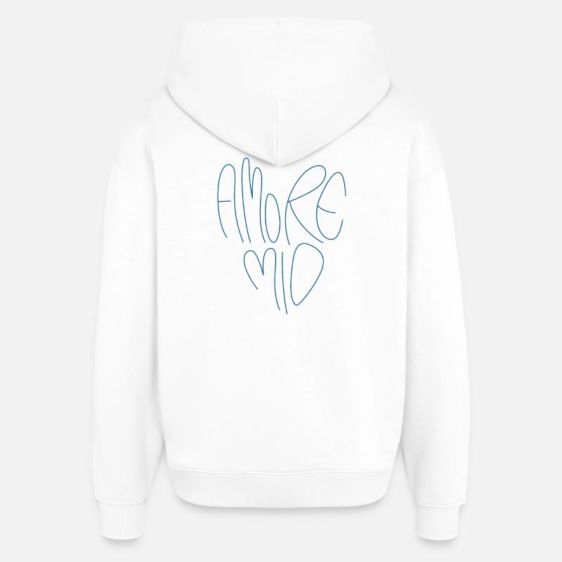 Lettrage Amore Mio - Sweat à capuche unisexe Stanley/Stella Oversized - blanc