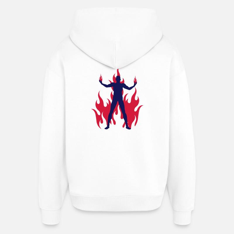 rocking devil - rockender teufel - flammen flames - Sweat à capuche unisexe Stanley/Stella Oversized - blanc