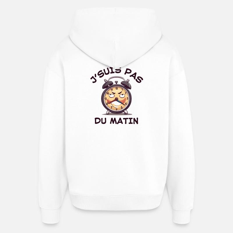 réveil matin, pas du matin - Sweat à capuche unisexe Stanley/Stella Oversized - blanc
