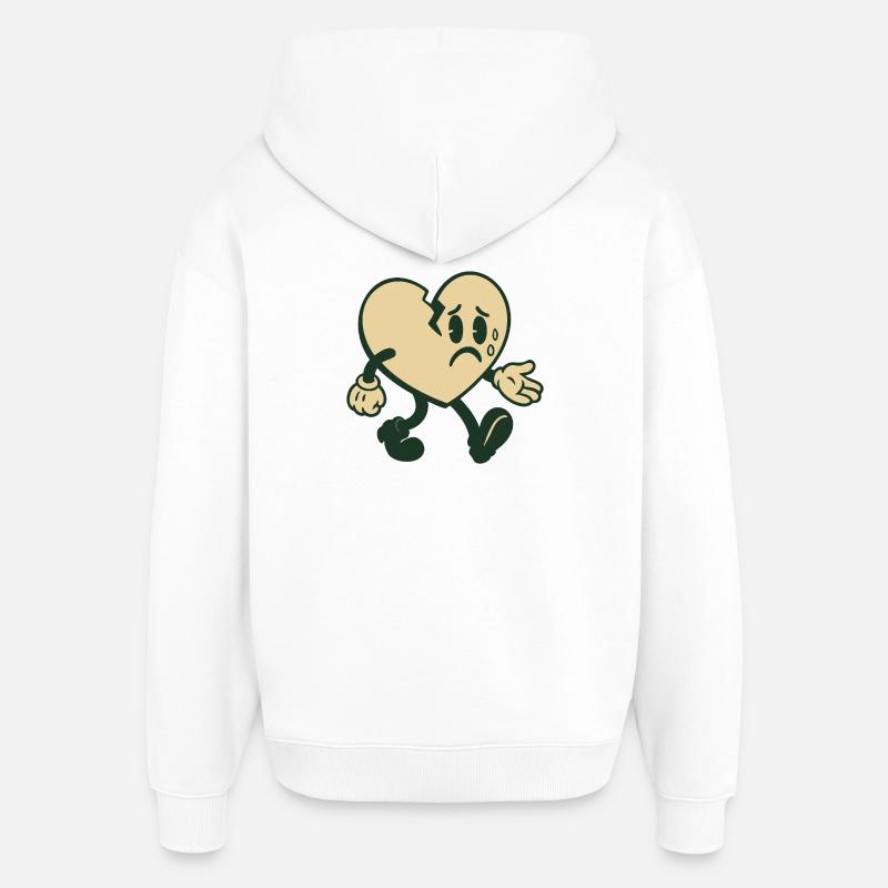 Cœur brisé avec expression triste - Sweat à capuche unisexe Stanley/Stella Oversized - blanc