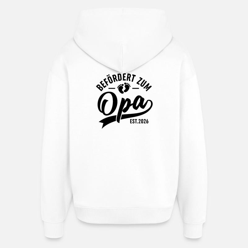 Cadeau grand-père 2026 – petit-enfant arrive - Sweat à capuche unisexe Stanley/Stella Oversized - blanc