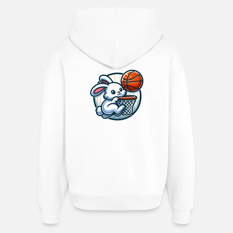 Mignon lapin chasseur de paniers - Sweat à capuche unisexe Stanley/Stella Oversized - blanc