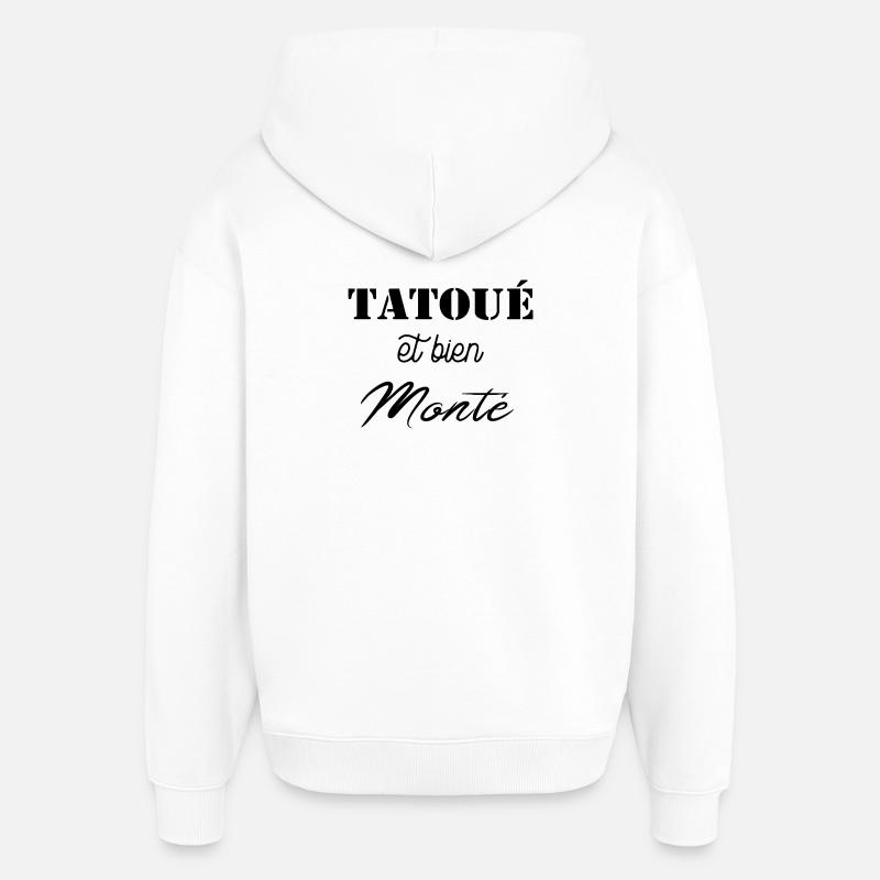 Tatoué et bien monté - Sweat à capuche unisexe Stanley/Stella Oversized - blanc