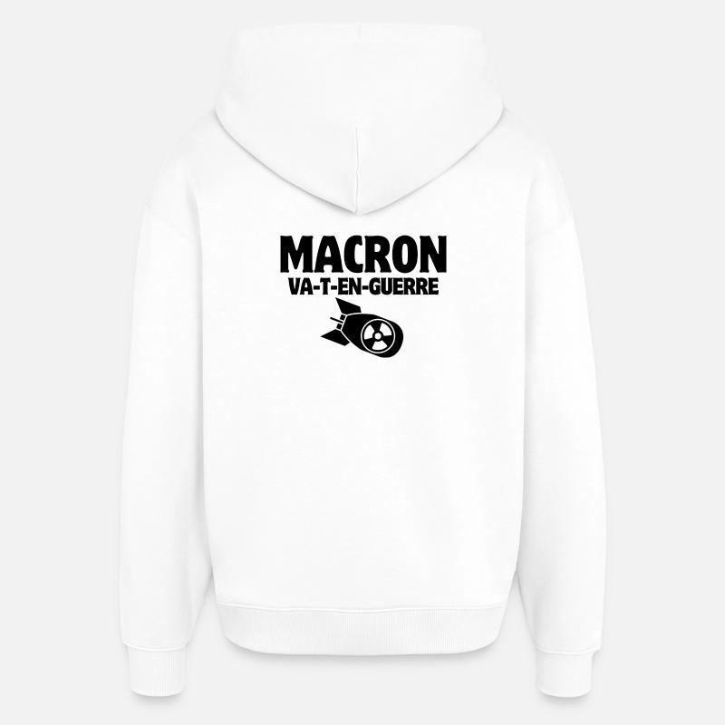 anti-guerre, Macron, stop War - Sweat à capuche unisexe Stanley/Stella Oversized - blanc