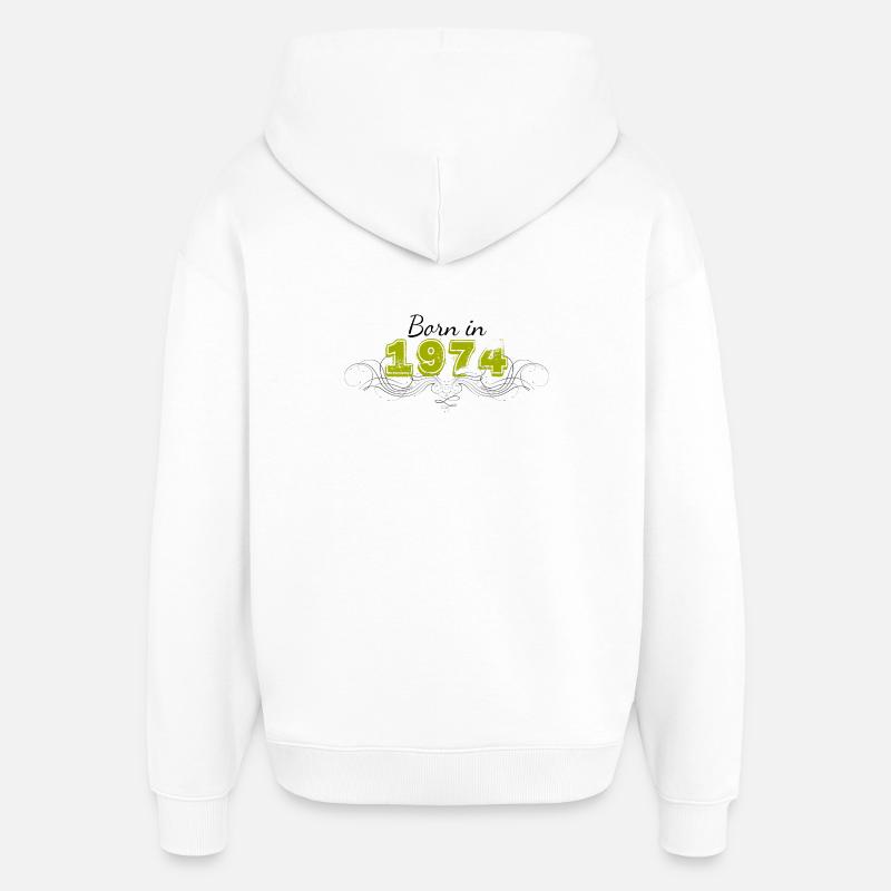 Né en 1974 - Sweat à capuche unisexe Stanley/Stella Oversized - blanc