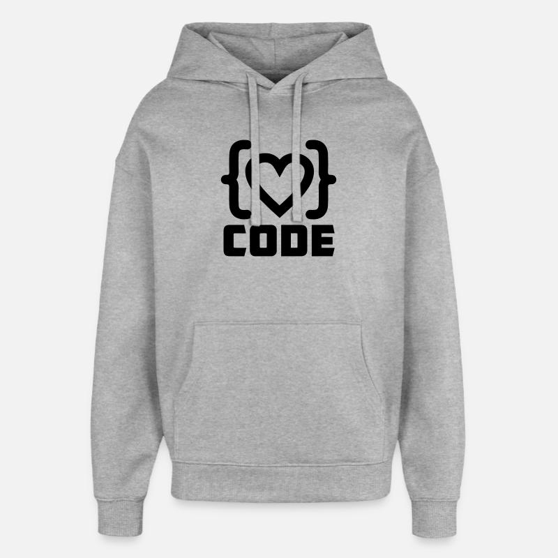Herzprogrammierer Code Logo mit Text CODE - Oversized Unisex Hoodie von Stanley/Stella - Grau meliert