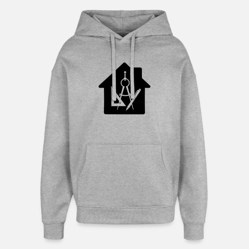 Logo maison d’architecte dessin 2 - Sweat à capuche unisexe Stanley/Stella Oversized - gris chiné