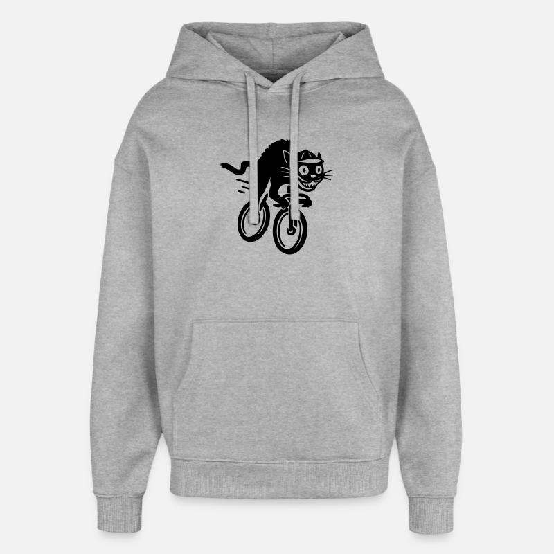 Chat rapide sur vélo de route - Sweat à capuche unisexe Stanley/Stella Oversized - gris chiné