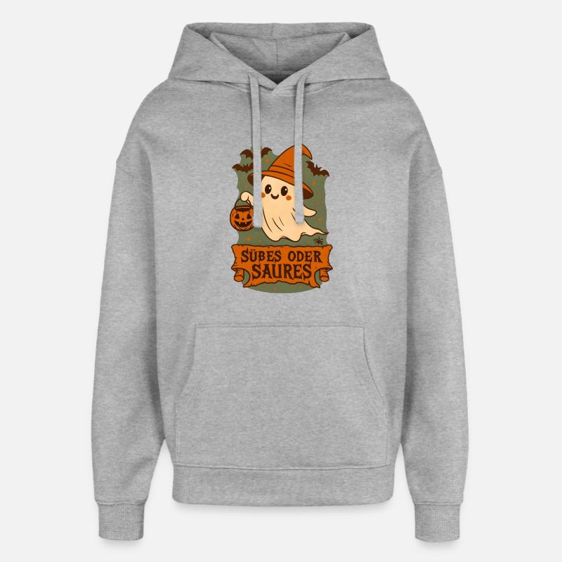 Süßes oder Saures - Gespenst - Oversized Unisex Hoodie von Stanley/Stella - Grau meliert