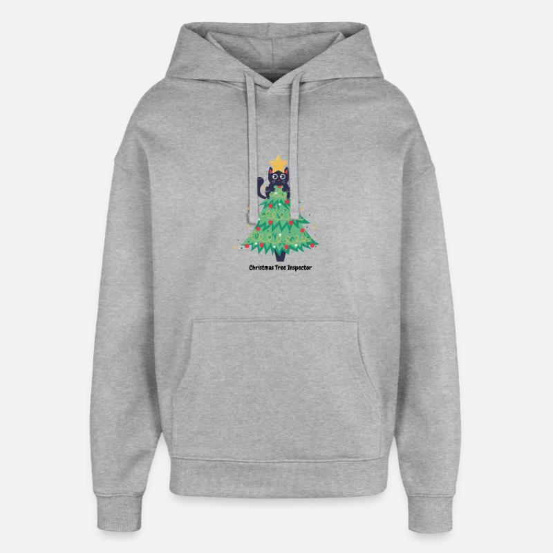 pull de noël chat dans sapin - Sweat à capuche unisexe Stanley/Stella Oversized - gris chiné