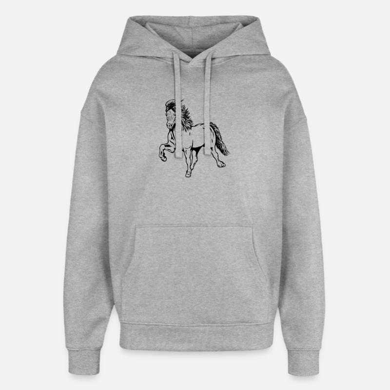 Etalon islandais à Tölt - Sweat à capuche unisexe Stanley/Stella Oversized - gris chiné