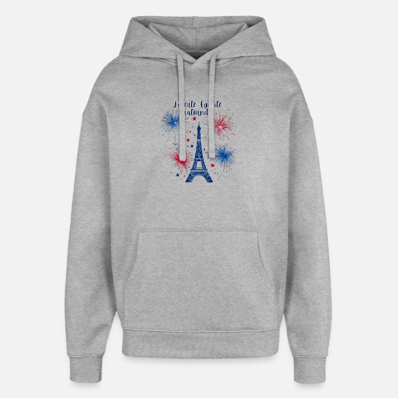 Liberté Egalité Fraternité - Sweat à capuche unisexe Stanley/Stella Oversized - gris chiné