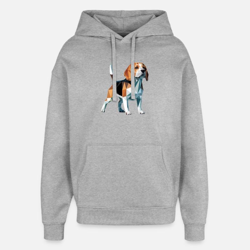 Bulldog - Cool Low Poly Logo - Sweat à capuche unisexe Stanley/Stella Oversized - gris chiné