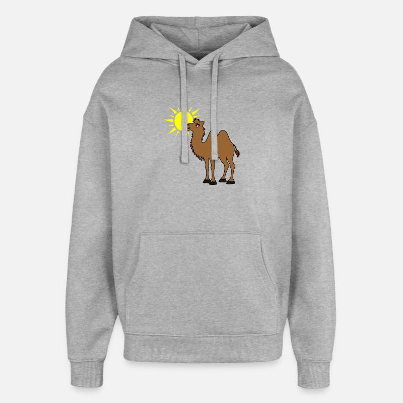 Kamel mit Sonne in der Wüste - Oversized Unisex Hoodie von Stanley/Stella - Grau meliert
