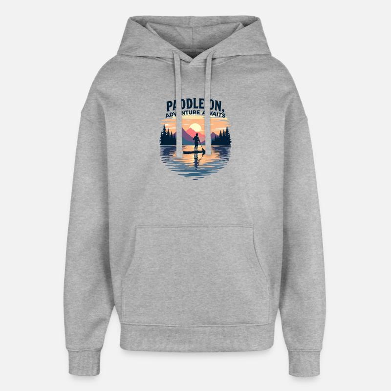 Paddle On Adventure Sunset Scene - Sweat à capuche unisexe Stanley/Stella Oversized - gris chiné