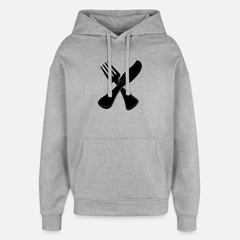 Couteau à couverts et fourchette - Sweat à capuche unisexe Stanley/Stella Oversized - gris chiné