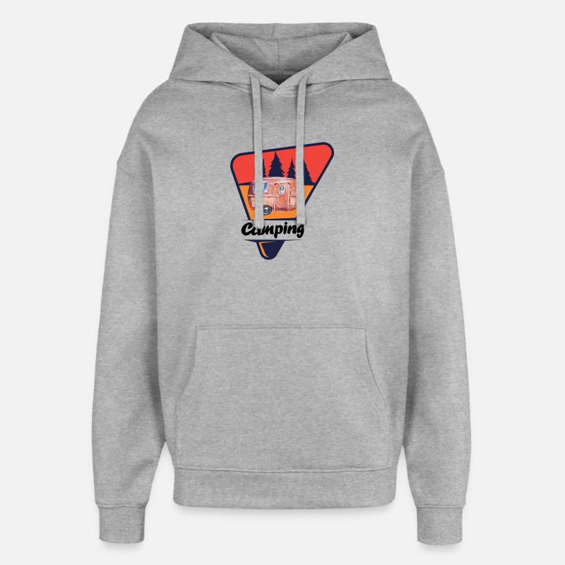 Caravane rétro en forêt - Sweat à capuche unisexe Stanley/Stella Oversized - gris chiné