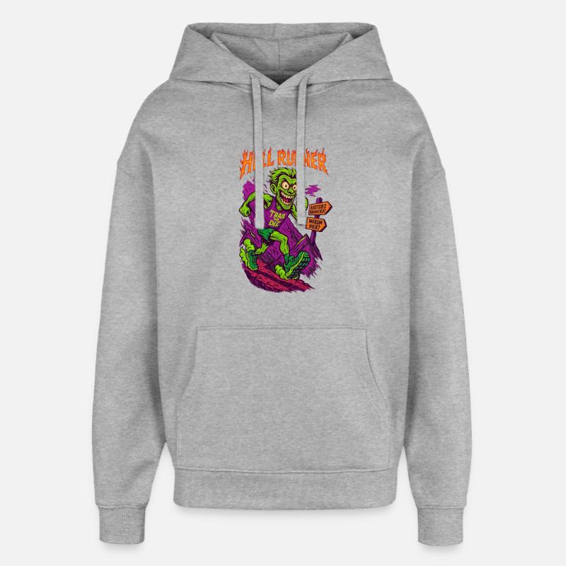 HELL RUNNER - Oversized Unisex Hoodie by Stanley/Stella - heather grey