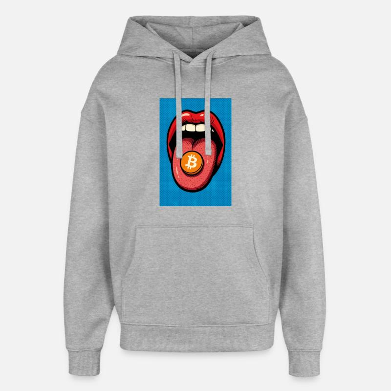 Pop Art Bitcoin Motif - Sweat à capuche unisexe Stanley/Stella Oversized - gris chiné