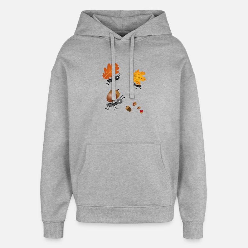 Les fourmis en automne - Sweat à capuche unisexe Stanley/Stella Oversized - gris chiné