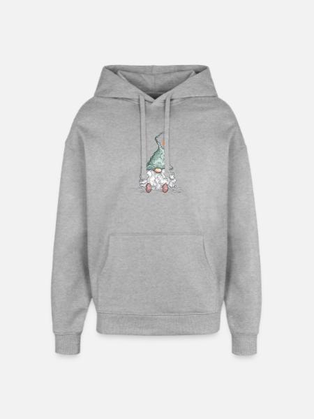 Gnome Dwarf Christmas Gnome Holidays - Oversized Unisex Hoodie by Stanley/Stella - heather grey