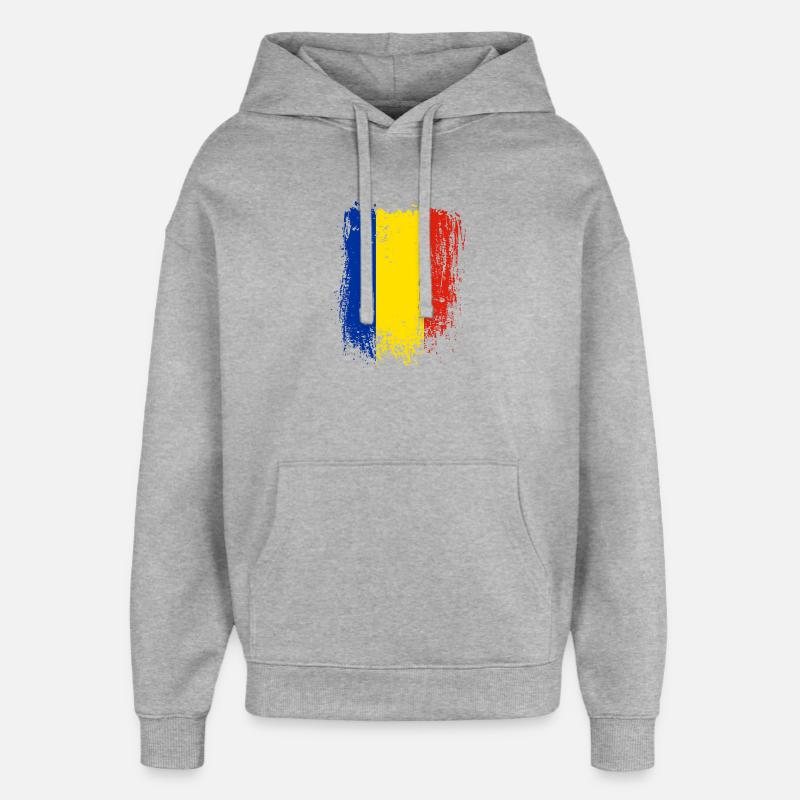 Drapeau de la Roumanie - Sweat à capuche unisexe Stanley/Stella Oversized - gris chiné
