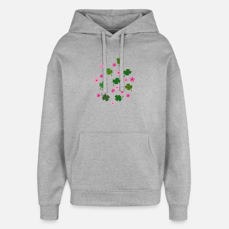 Trèfle porte-bonheur, fleurs - Sweat à capuche unisexe Stanley/Stella Oversized - gris chiné