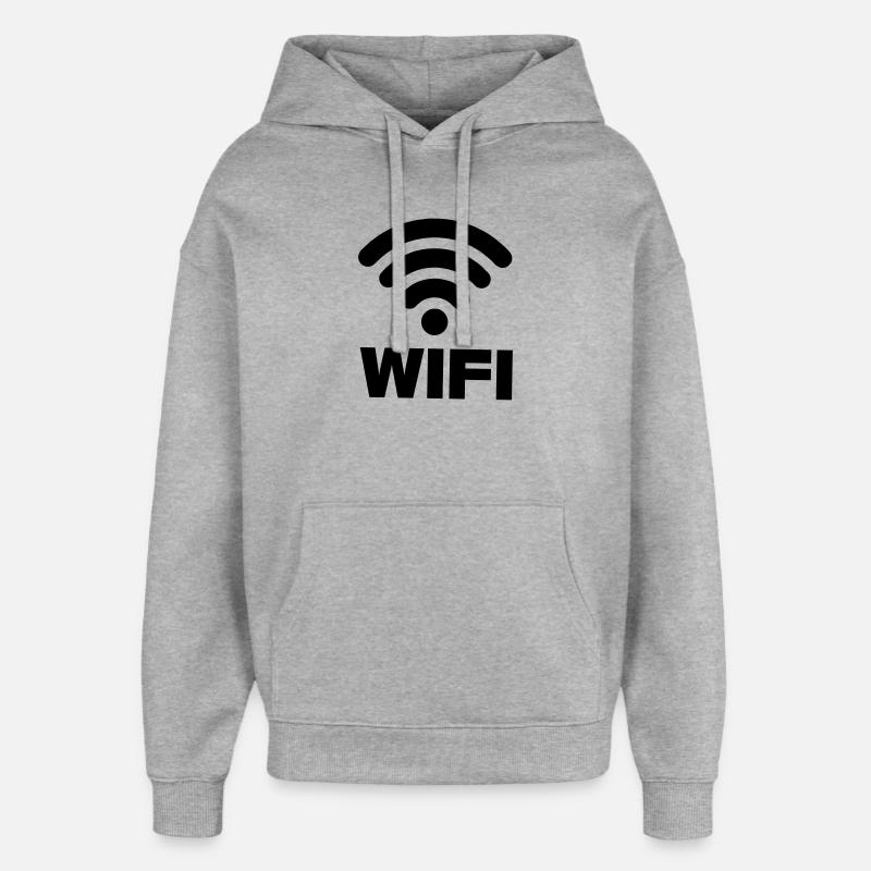 Connexion WIFI - Sweat à capuche unisexe Stanley/Stella Oversized - gris chiné