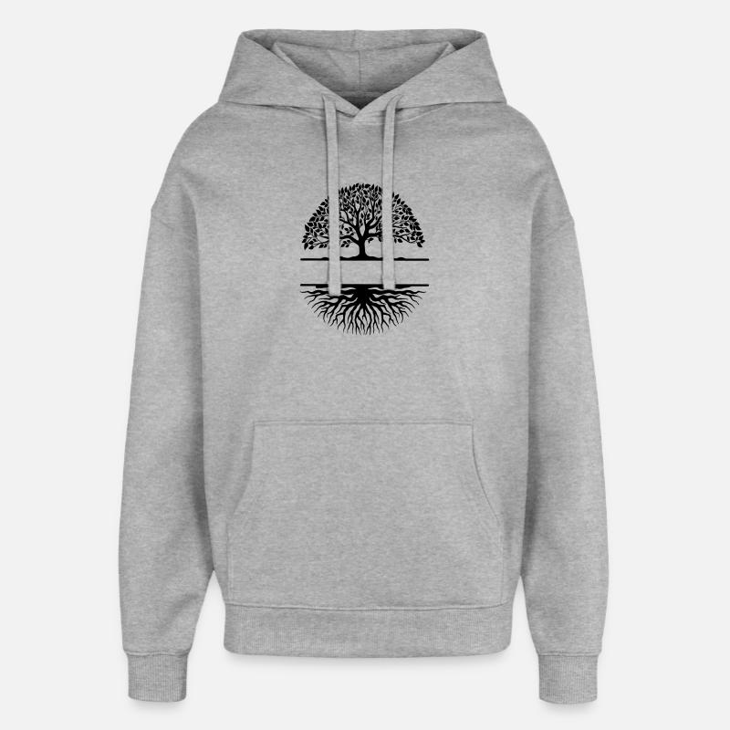 Baum mit Wurzeln Banner - Oversized Unisex Hoodie von Stanley/Stella - Grau meliert
