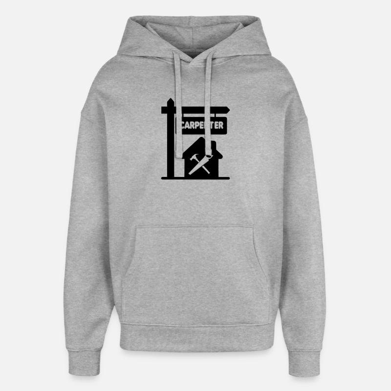 Panneau transparent avec texte charpentier - Sweat à capuche unisexe Stanley/Stella Oversized - gris chiné
