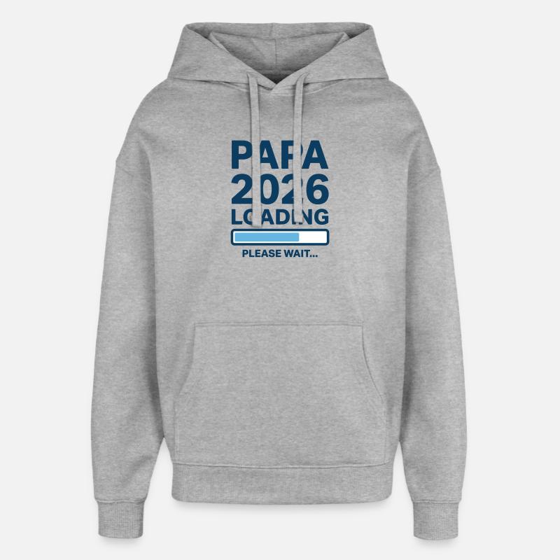 Papa 2026 Loading - Annonce Grossesse - Sweat à capuche unisexe Stanley/Stella Oversized - gris chiné