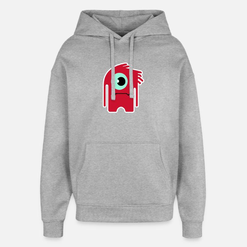 Rotes Zyklopenmonster | Lustiger Chibi-Alien - Oversized Unisex Hoodie von Stanley/Stella - Grau meliert