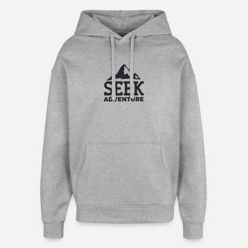 Cherche l'aventure - Voyage message inspirant - Sweat à capuche unisexe Stanley/Stella Oversized - gris chiné