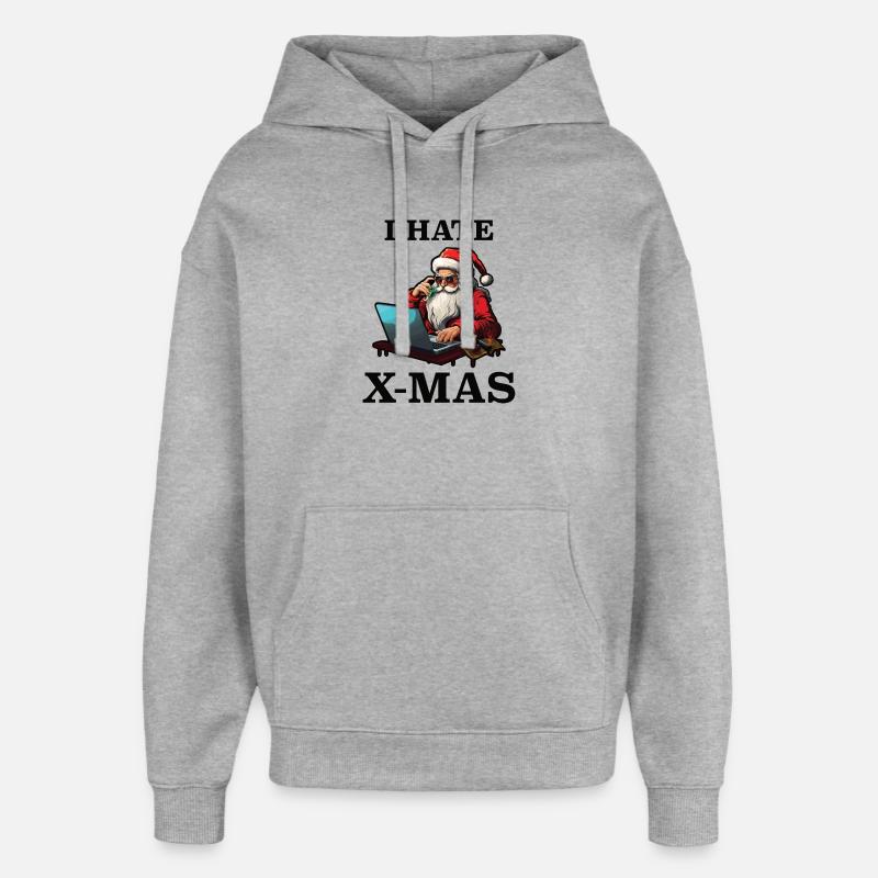 Le Père Noël déteste Noël - Sweat à capuche unisexe Stanley/Stella Oversized - gris chiné