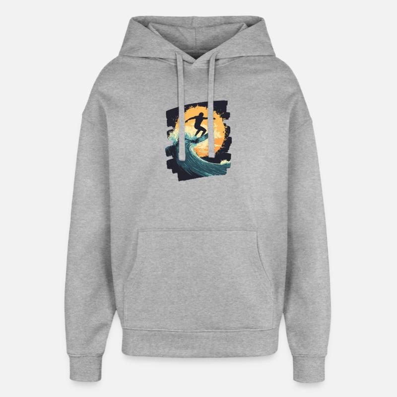 Surfeur Surf Planche de surf Surf - Sweat à capuche unisexe Stanley/Stella Oversized - gris chiné