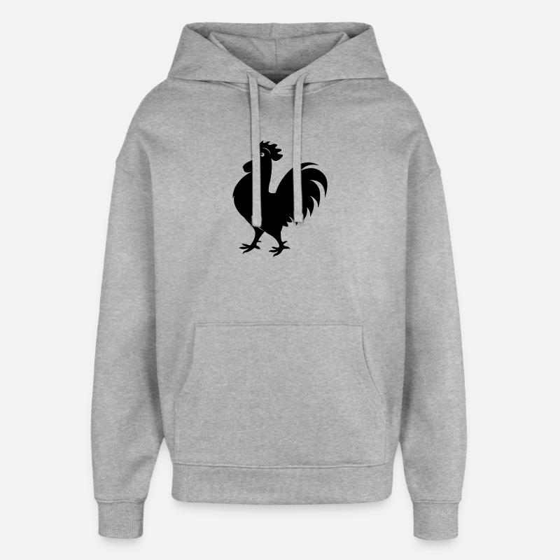 Figure d’ombre de coq - Sweat à capuche unisexe Stanley/Stella Oversized - gris chiné