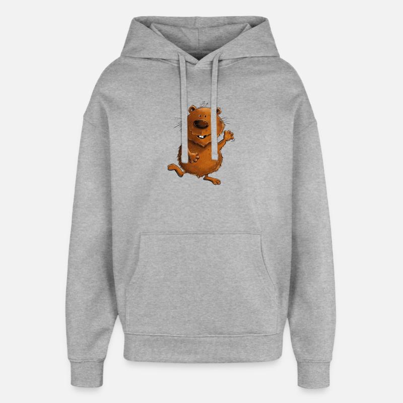 Drôle de Wombat Australie Faune - Sweat à capuche unisexe Stanley/Stella Oversized - gris chiné