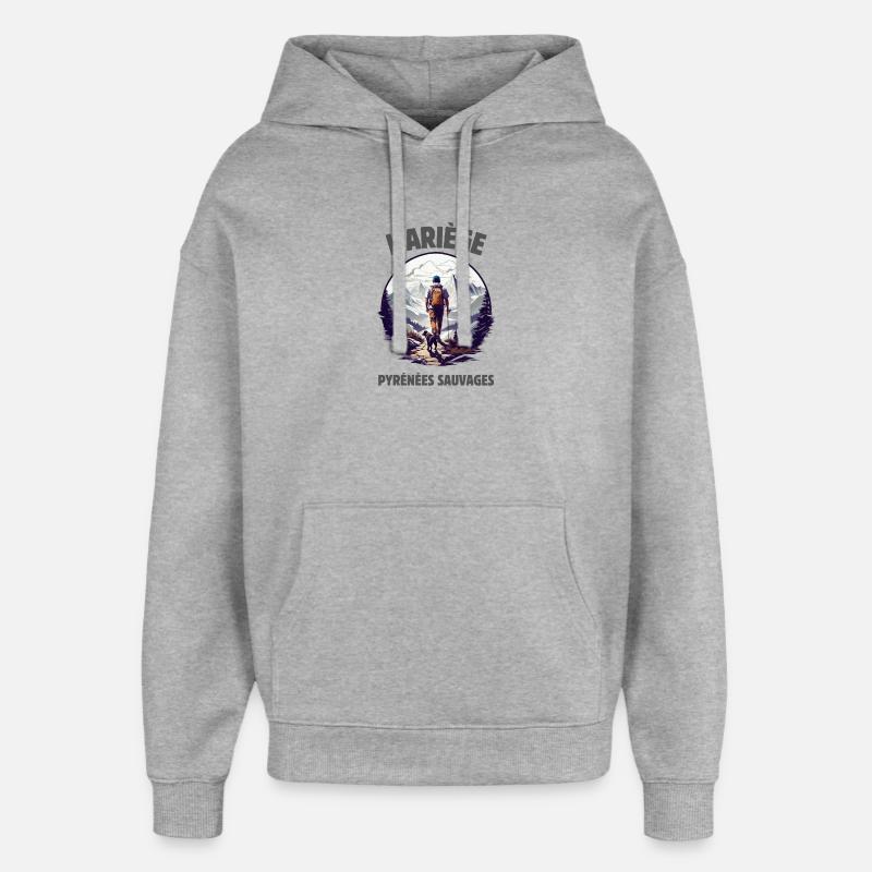 l'Ariège Pyrénées sauvages - Sweat à capuche unisexe Stanley/Stella Oversized - gris chiné