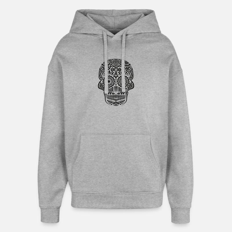 Calavera mexicana - Sweat à capuche unisexe Stanley/Stella Oversized - gris chiné
