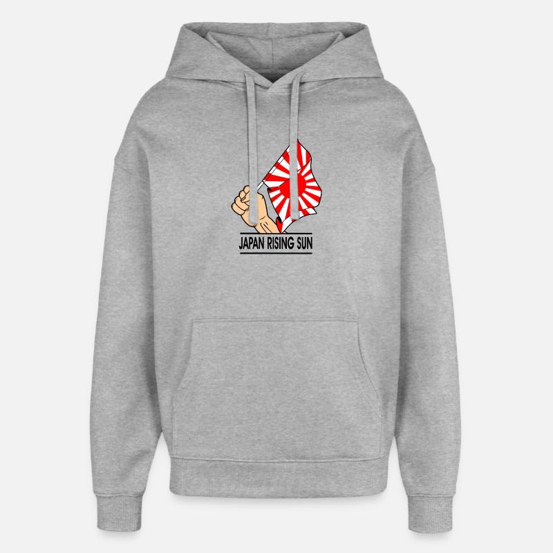 Poing avec drapeau du Soleil Levant - Sweat à capuche unisexe Stanley/Stella Oversized - gris chiné