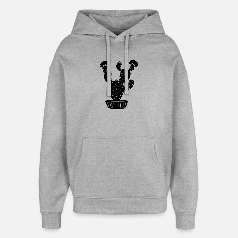 Pot de fleurs avec cactus - Sweat à capuche unisexe Stanley/Stella Oversized - gris chiné