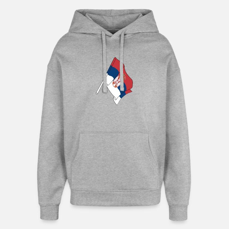 Drapeau de la Serbie - Sweat à capuche unisexe Stanley/Stella Oversized - gris chiné