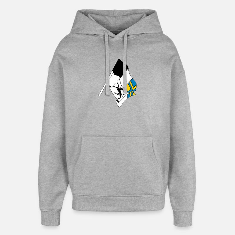 Drapeau des Grisons, Suisse - Sweat à capuche unisexe Stanley/Stella Oversized - gris chiné