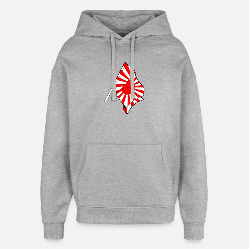 Drapeau du soleil levant sur bâton - Sweat à capuche unisexe Stanley/Stella Oversized - gris chiné