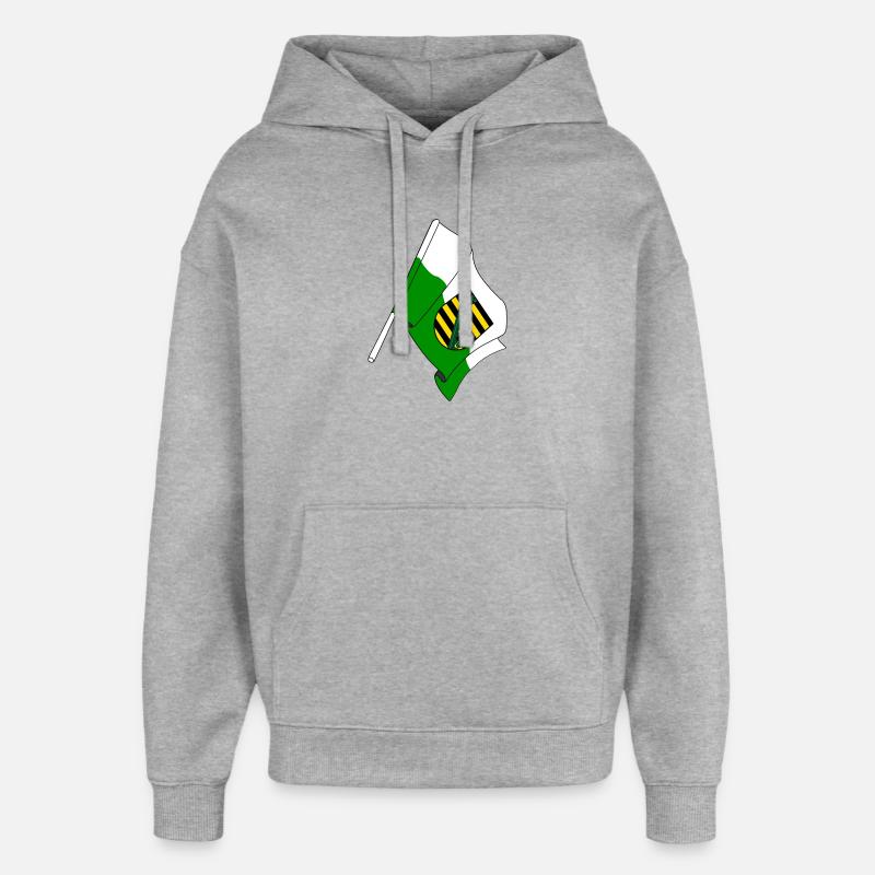 Drapeau Saxe - Sweat à capuche unisexe Stanley/Stella Oversized - gris chiné