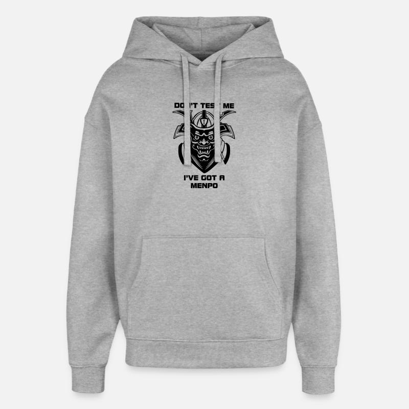 Menpo Mask – Ne me testez pas - Sweat à capuche unisexe Stanley/Stella Oversized - gris chiné